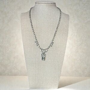 Art Deco Style Silver Tone Rhinestone Collar Necklace
